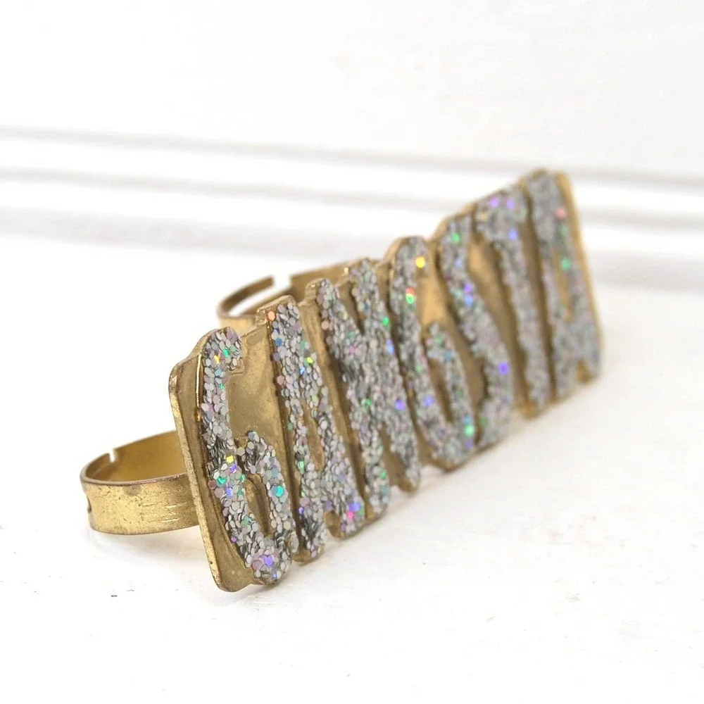 Gangsta Ring Spell out 3 Finger Adjustable Gold-tone‎ jewelry Rubie's Costume